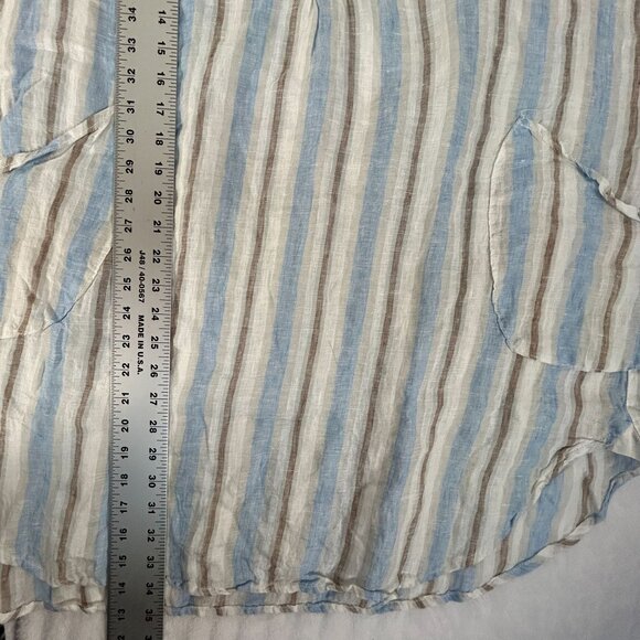 CP Shades Womens Striped Linen Tunic Dress Top Large Blue/Brown Pockets NWOT - Picture 8 of 8